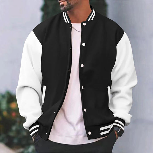 Herren Bomberjacke Casual Druckknöpfe Schwarz - Eveloria