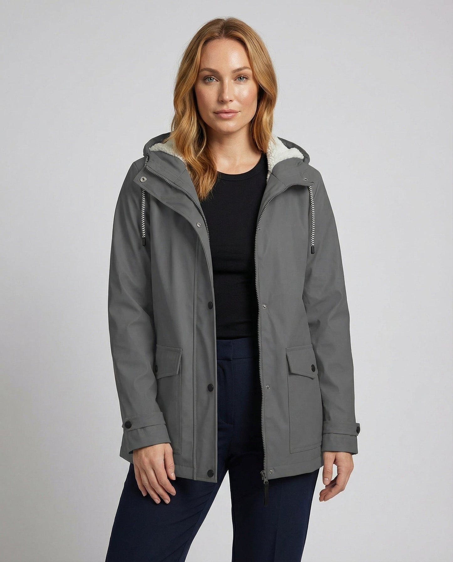 Damen Fleecejacke Wasserdicht Warm Schwarz - Eveloria
