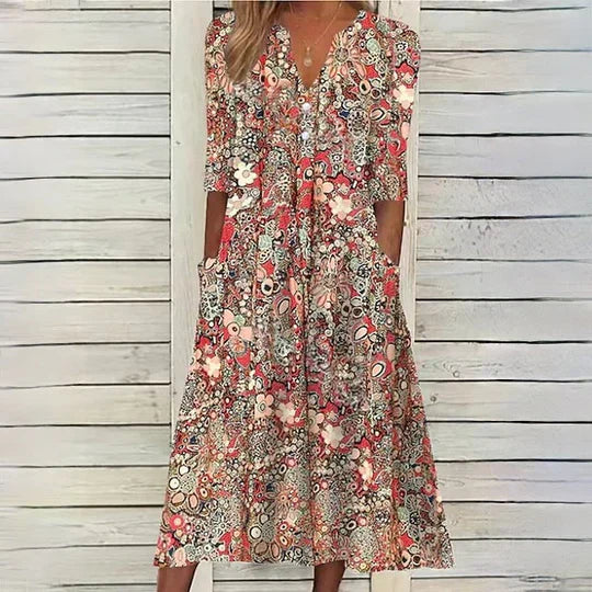 Eveloria Damen Blumen-Midikleid Hannah - Eveloria