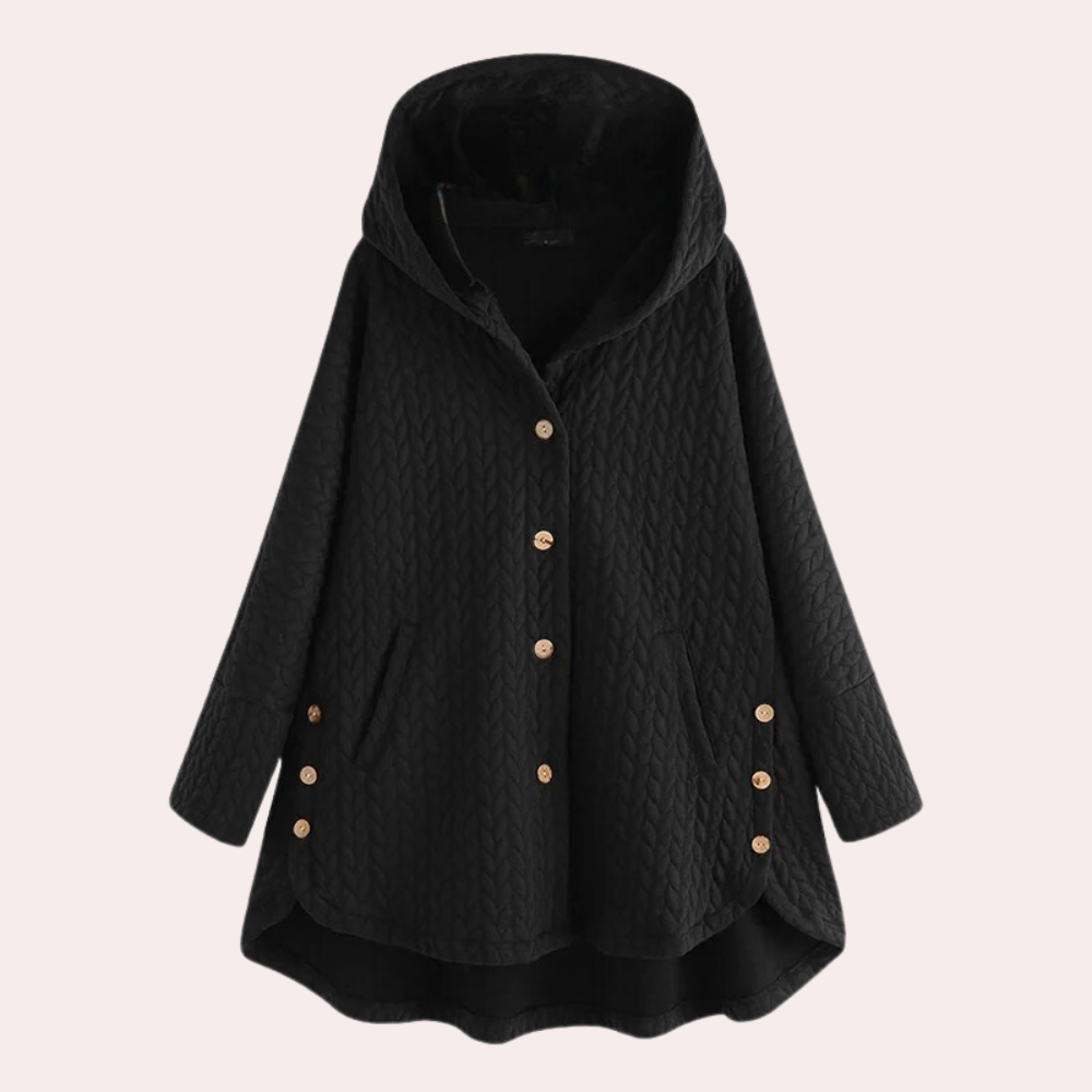 Damen Winterjacke mit Kapuze und Knöpfen