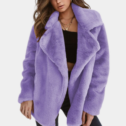 Eveloria Damen Plüschmantel Winter