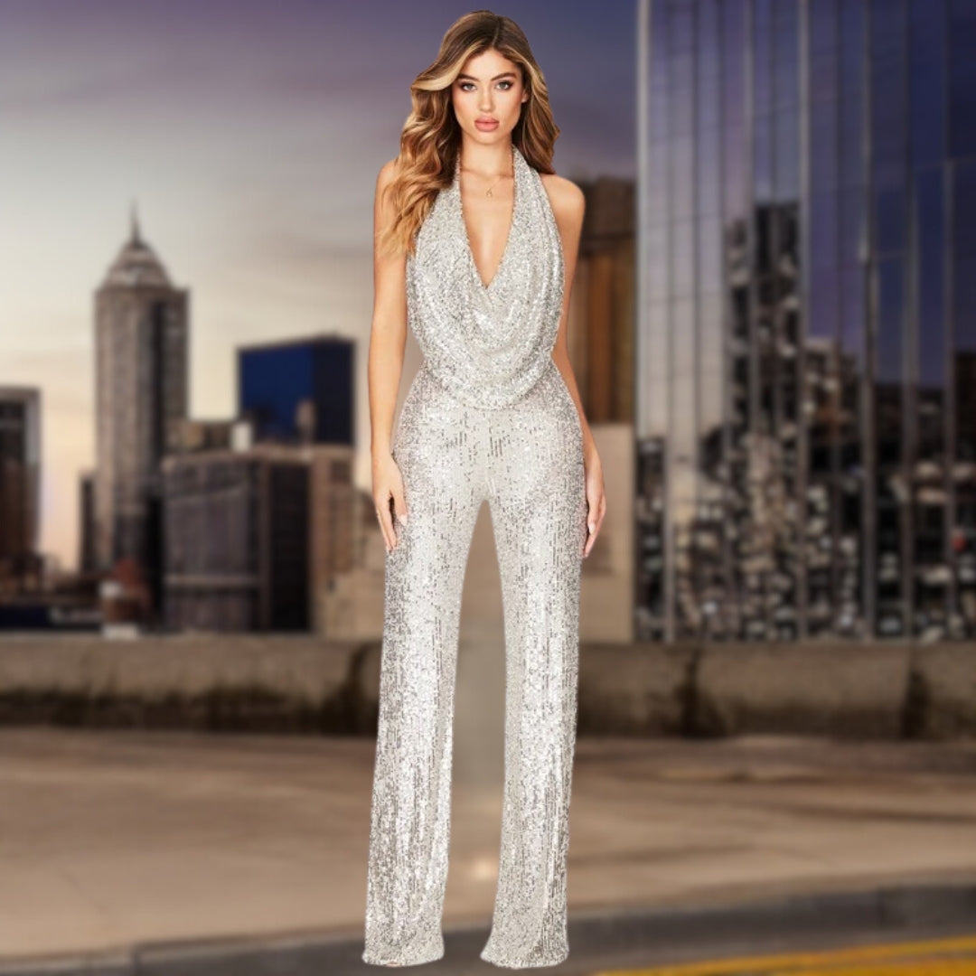Eveloria Damen Jumpsuit Pailletten