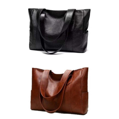 Damen Vintage Schultertasche Leder Retro Braun