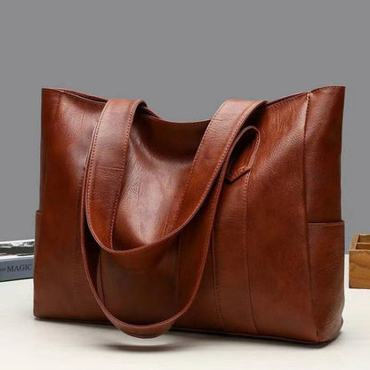 Damen Vintage Schultertasche Leder Retro Braun