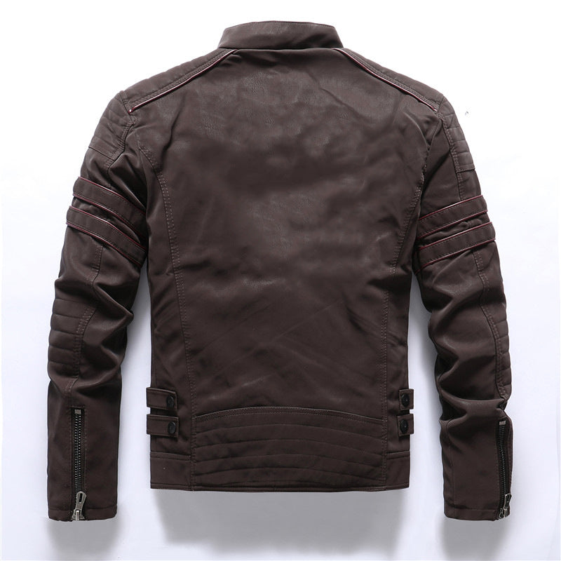 Bikerjacke – Slim Fit Motorradjacke mit Reißverschluss für Männer-Chaps Herrenmode
