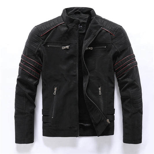 Herren Bikerjacke Slim Fit Reißverschluss Schwarz - Eveloria