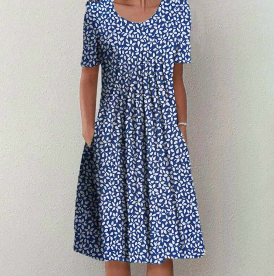 Damen Midikleid Blumenmuster Lockerer Schnitt