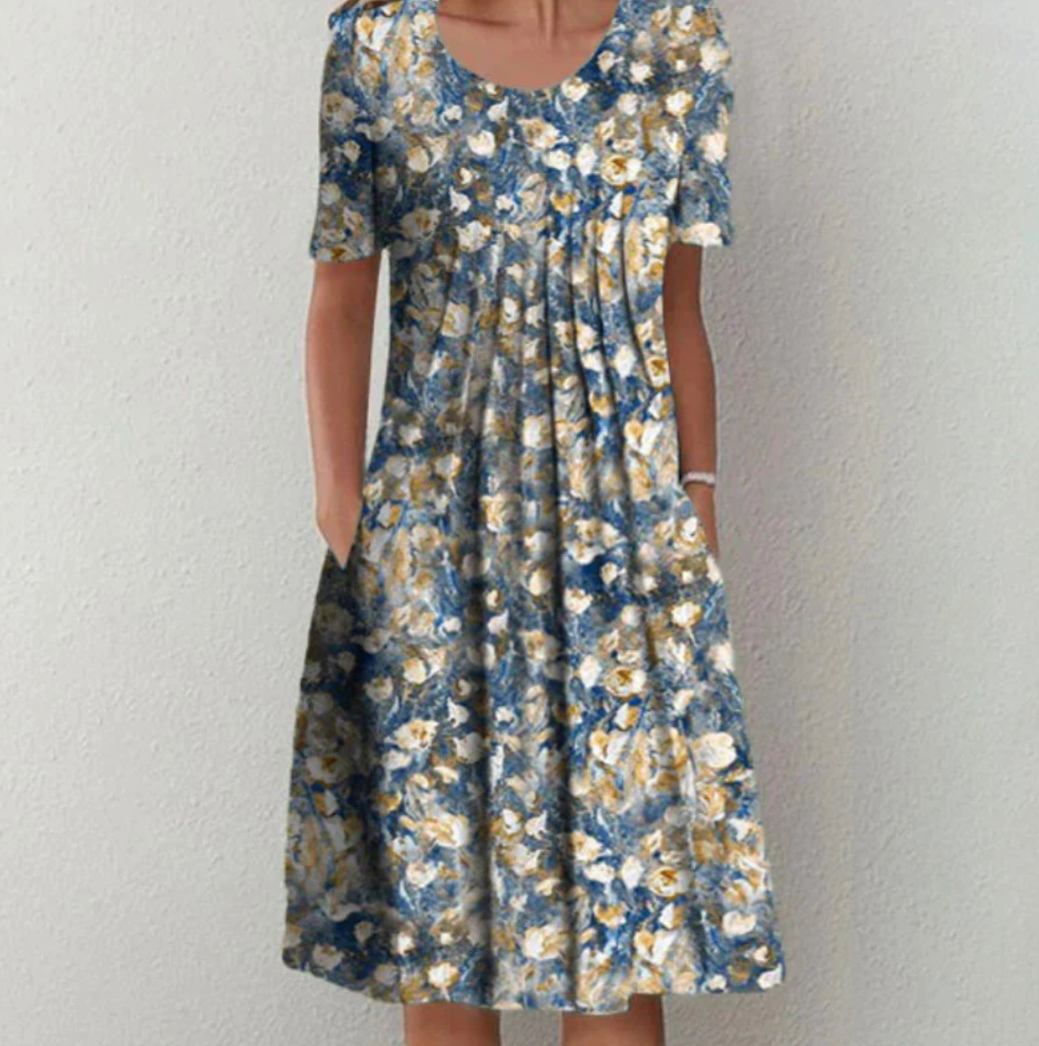 Damen Midikleid Blumenmuster Lockerer Schnitt