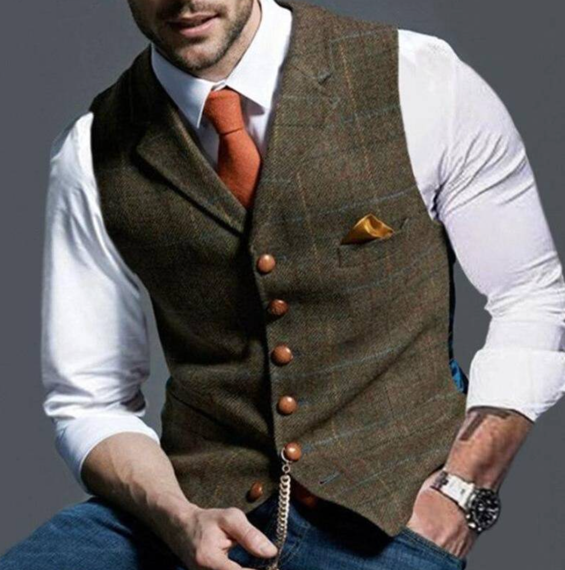 Herren Karomuster Weste Business Baumwolle