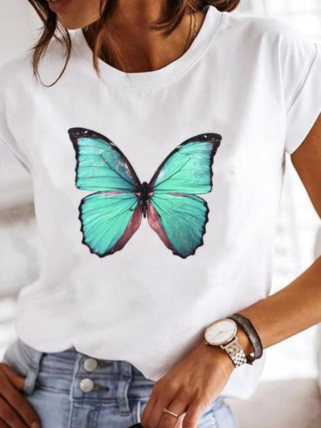 Damen Leichtes Sommer-T-Shirt Stilvoll Baumwolle Weiß