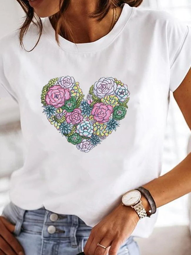Damen Leichtes Sommer-T-Shirt Stilvoll Baumwolle Weiß