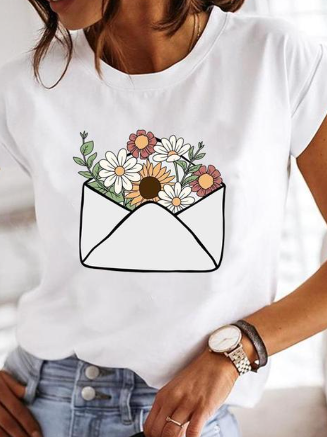 Damen Leichtes Sommer-T-Shirt Stilvoll Baumwolle Weiß