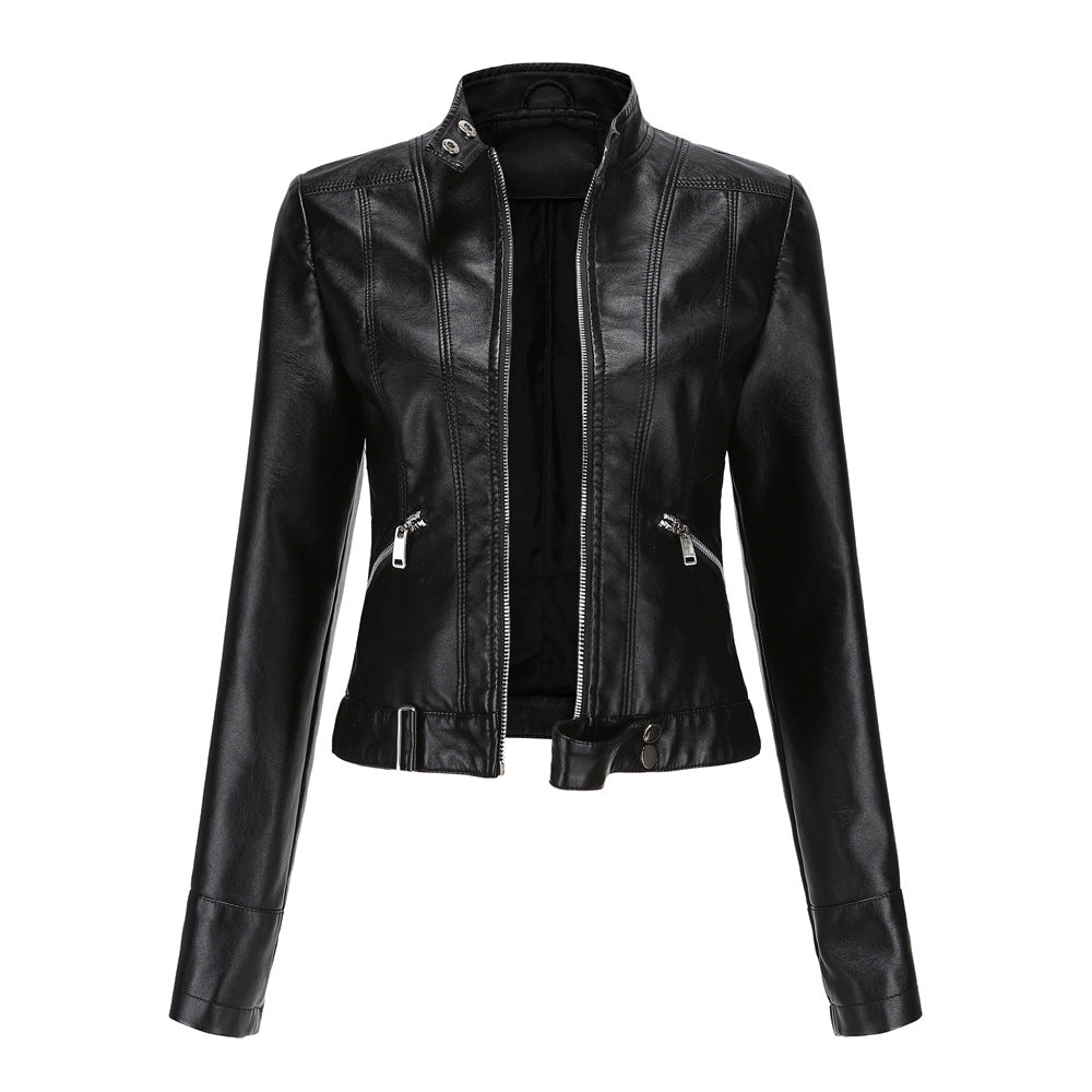 Damen Jacke Klassisch Leder Schwarz - Eveloria