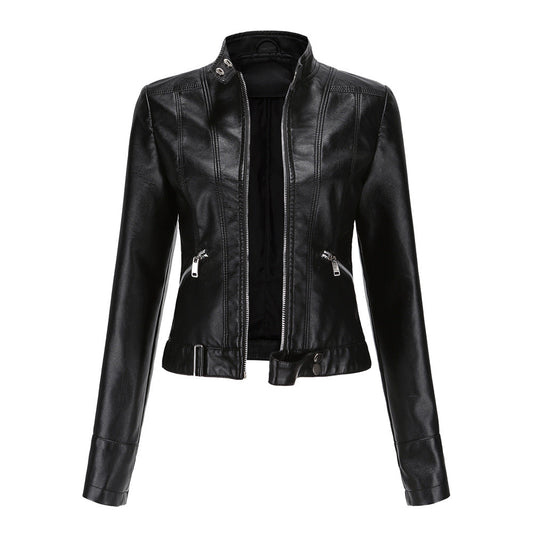 Damen Jacke Klassisch Leder Schwarz - Eveloria