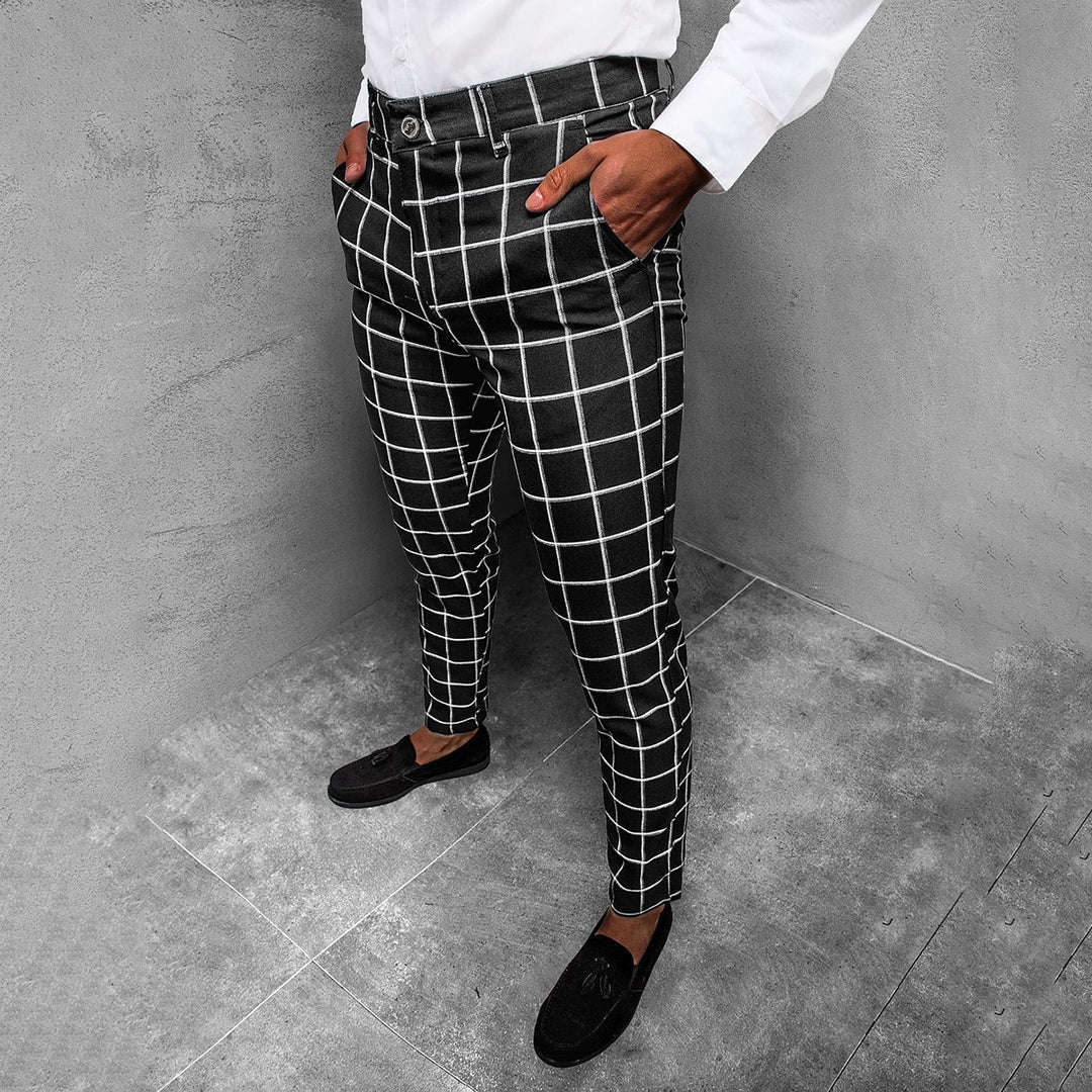 Herren Karo-Hose Slim Fit Gerader Schnitt