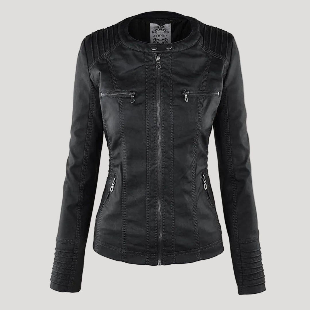 Eveloria Damen Faux Lederjacke Wetterfest Mit Kapuze
