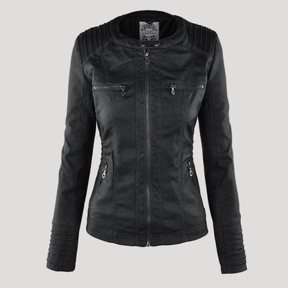 Eveloria Damen Faux Lederjacke Wetterfest Mit Kapuze