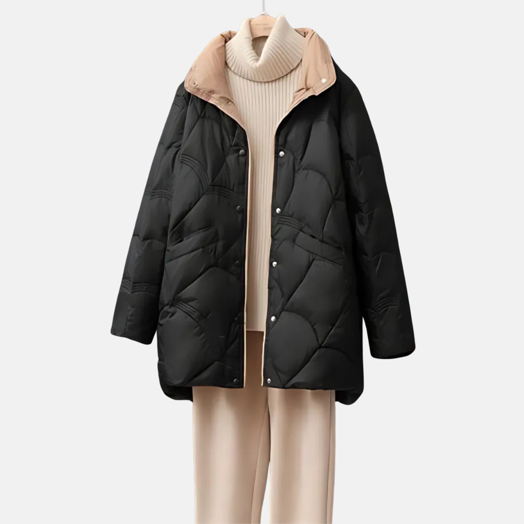 Eveloria Damen Daunenjacke Mittellang Stehkragen - Eveloria