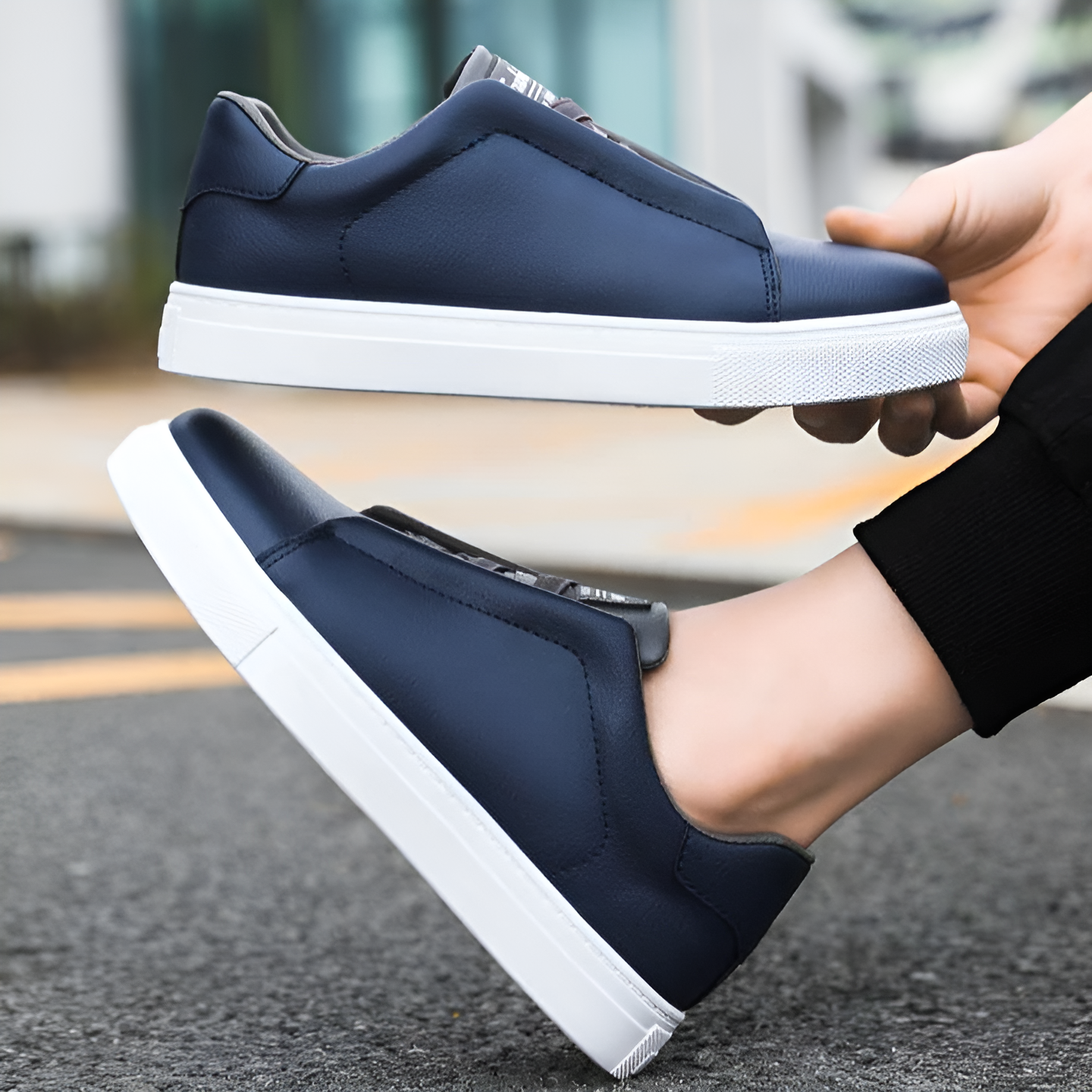 Hochwertiger Herrensneaker Leder Weiß