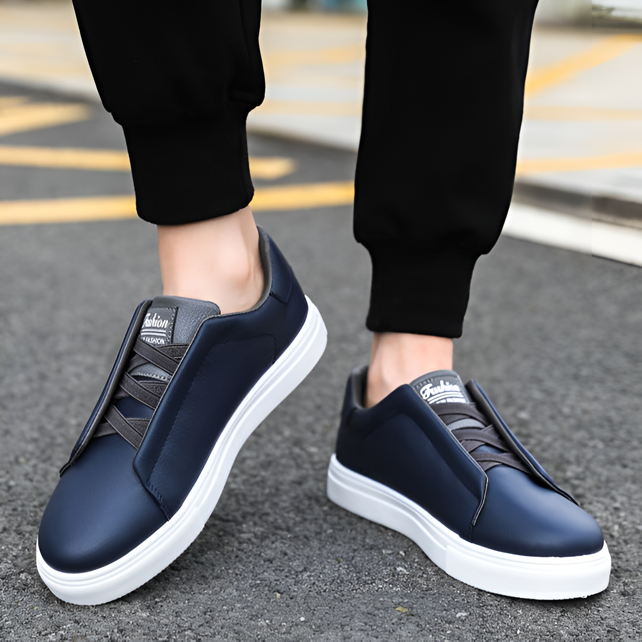 Hochwertiger Herrensneaker Leder Weiß