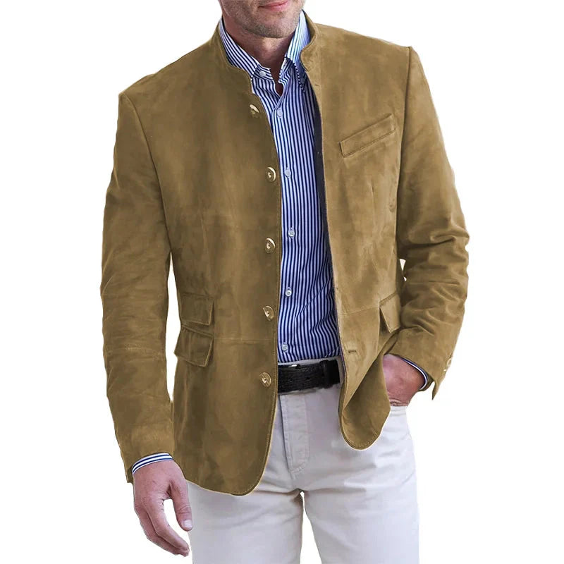 Herren Blazerjacke Einreihig Retro Braun - Eveloria