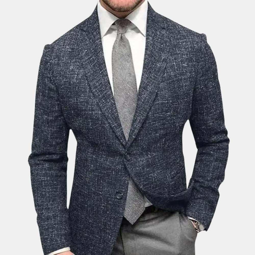 Herren Blazer Einreihig Schmal Geschnitten Schwarz - Eveloria