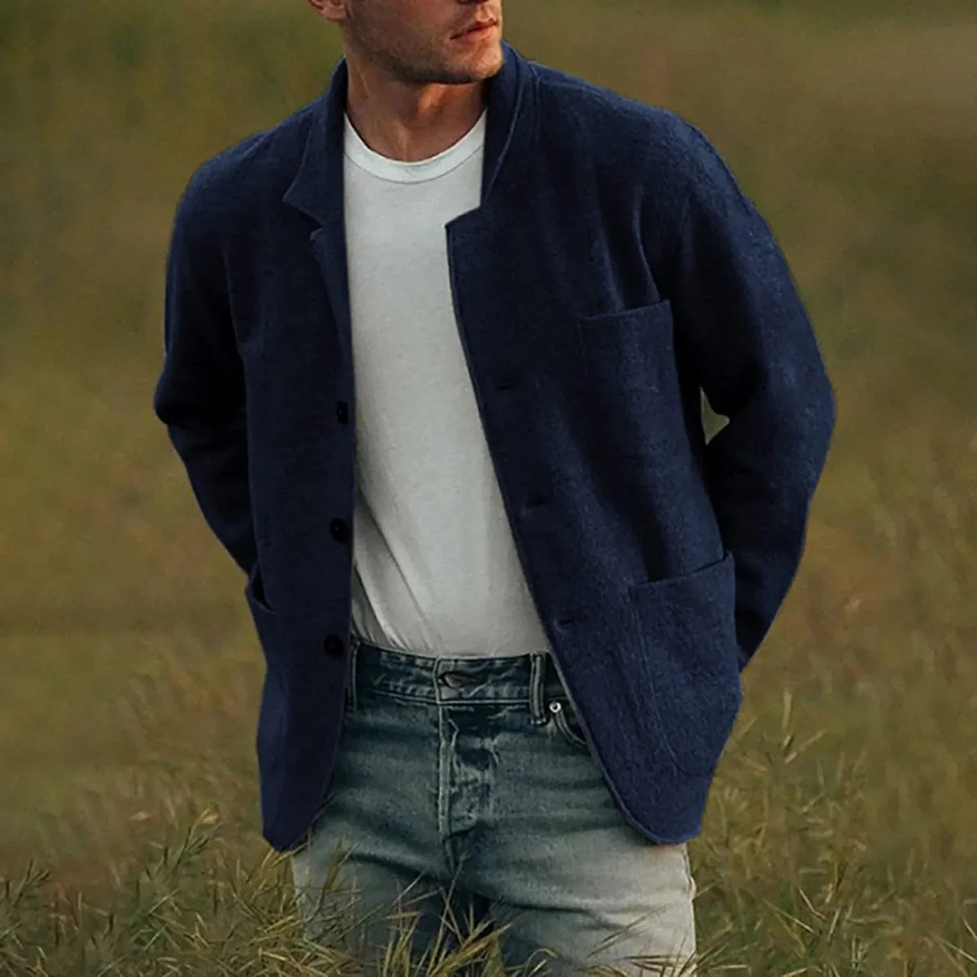 Blazerjacke – Lässig – Einreihig – Herrenjacke-Blau-S-Chaps Herrenmode