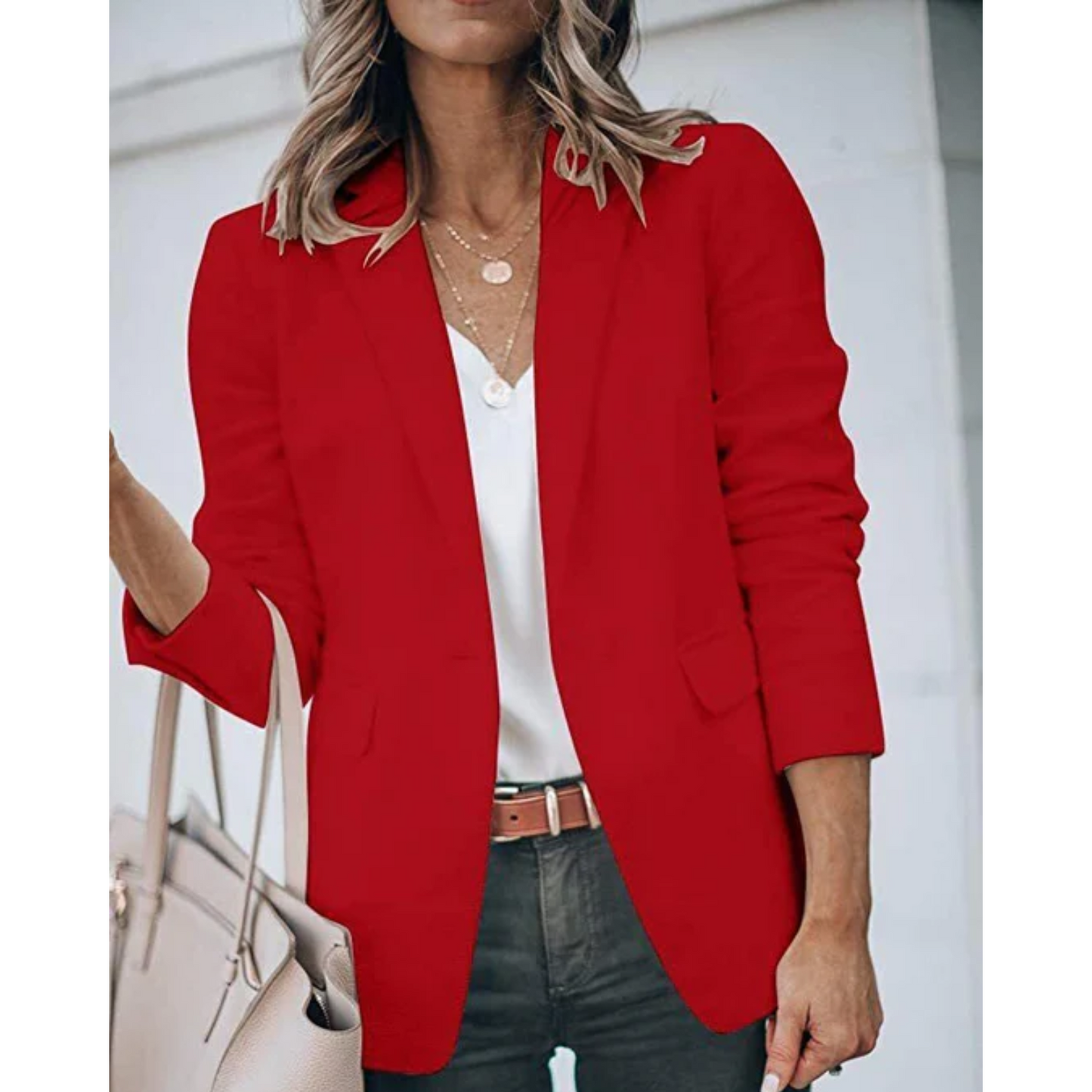 Damen Blazer Offener Schnitt Büro Freizeit