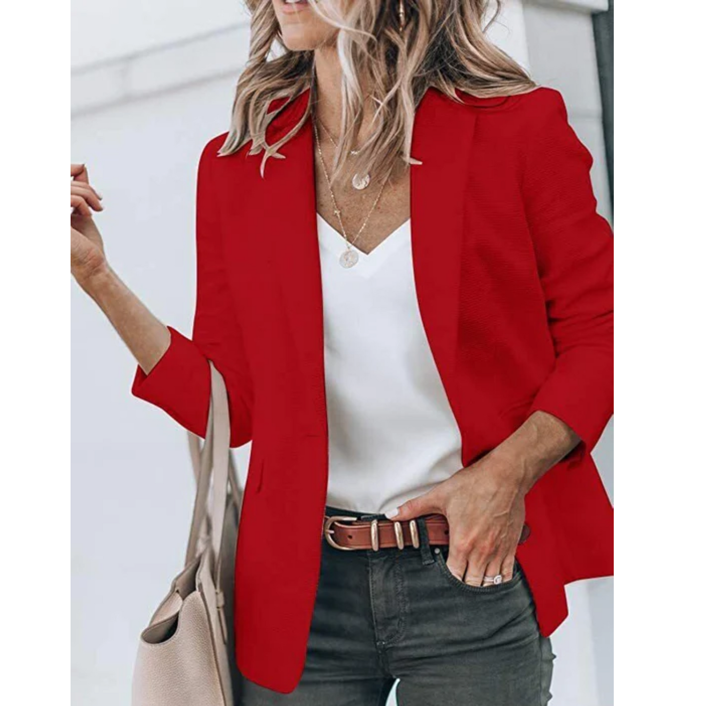 Damen Blazer Offener Schnitt Büro Freizeit