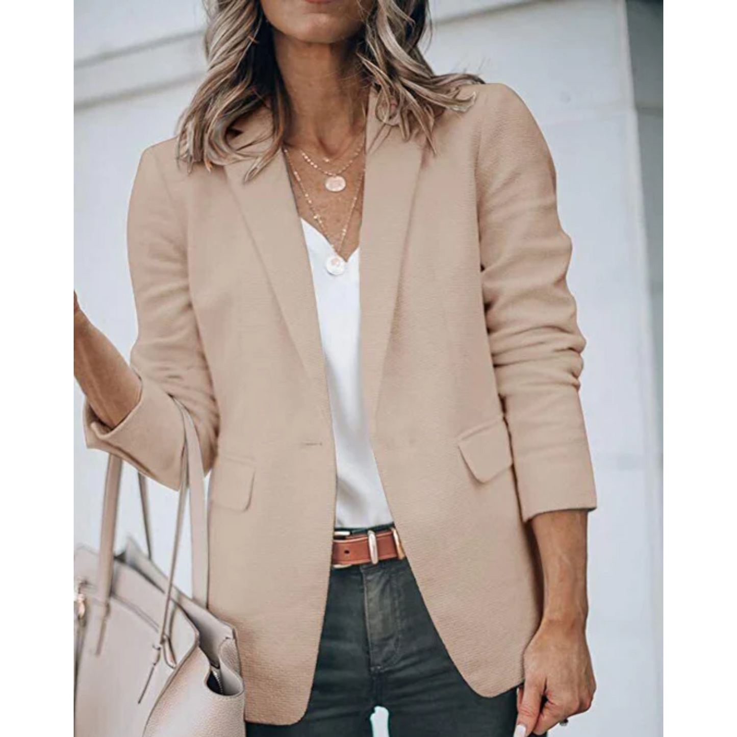 Damen Blazer Offener Schnitt Büro Freizeit
