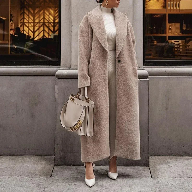 Damen Langmantel Klassisch Revers Zeitloses Design - Eveloria