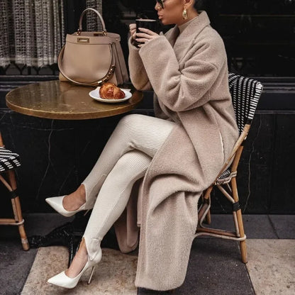 Damen Langmantel Klassisch Revers Zeitloses Design