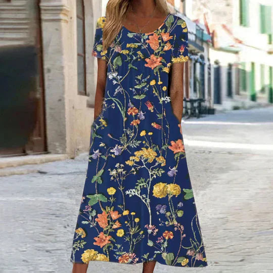 Damen Sommerkleid Böhmisches Blumenmuster