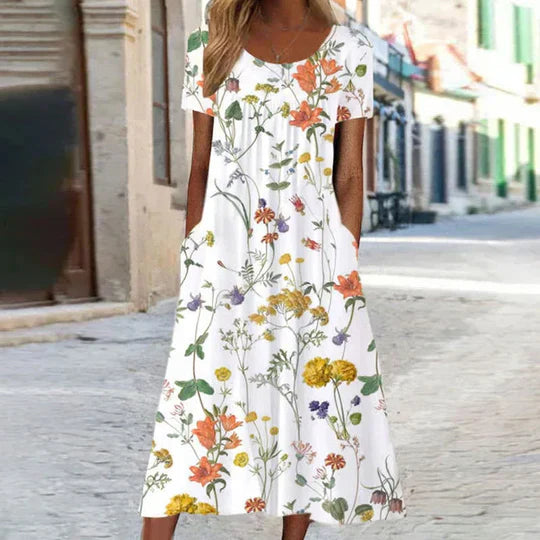 Damen Sommerkleid Böhmisches Blumenmuster - Eveloria