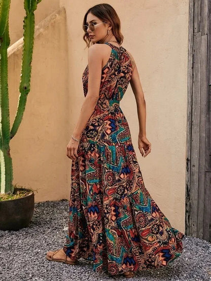 Damen Maxi-Kleid Retro-Halterneck Vintage-Look - Eveloria