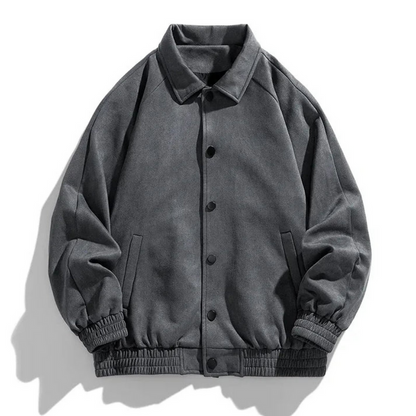 Herren Bomberjacke Oversize Retro Knöpfe Schwarz - Eveloria