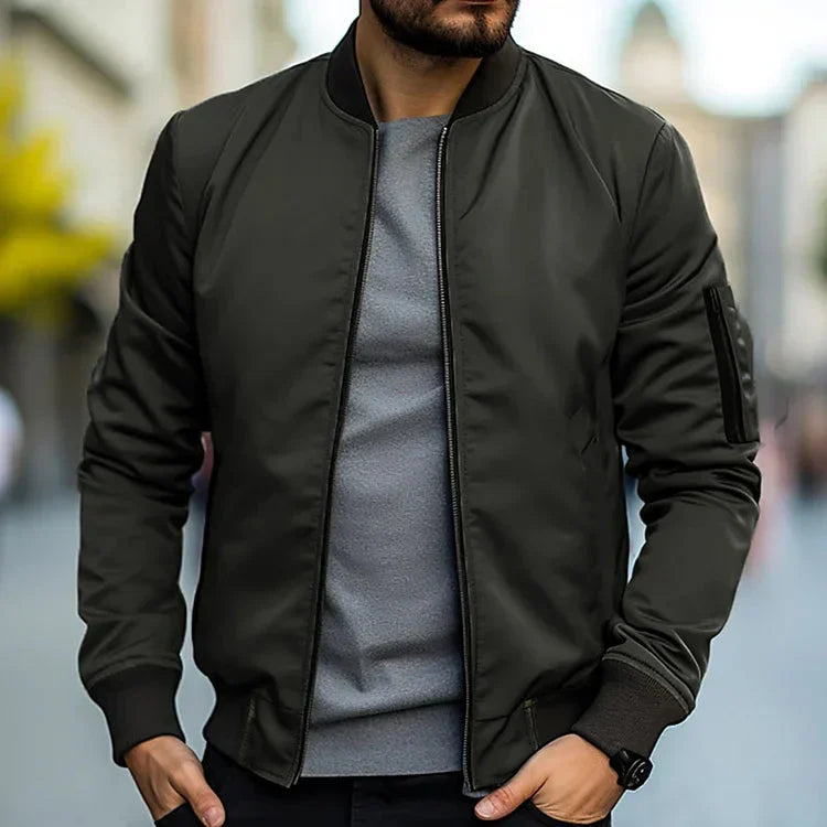 Bomberjacke – Lässige Zip-Jacke für Männer-Olivgrün-M-Chaps Herrenmode