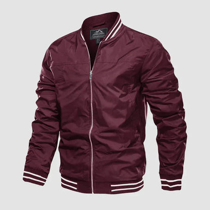 Bomberjacke - Leichte Harrington-Sommerjacke mit Reißverschluss für Männer-Wein-XS-Chaps Herrenmode
