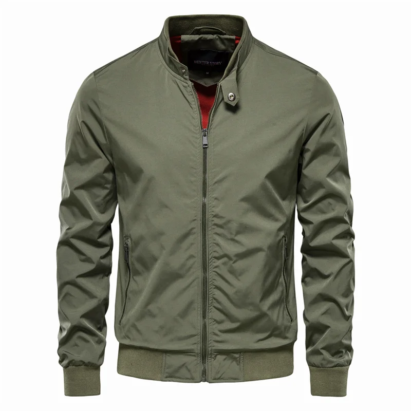 Bomberjacke – Leichte, winddichte Herrenjacke mit Reißverschluss-Grün-S-Chaps Herrenmode