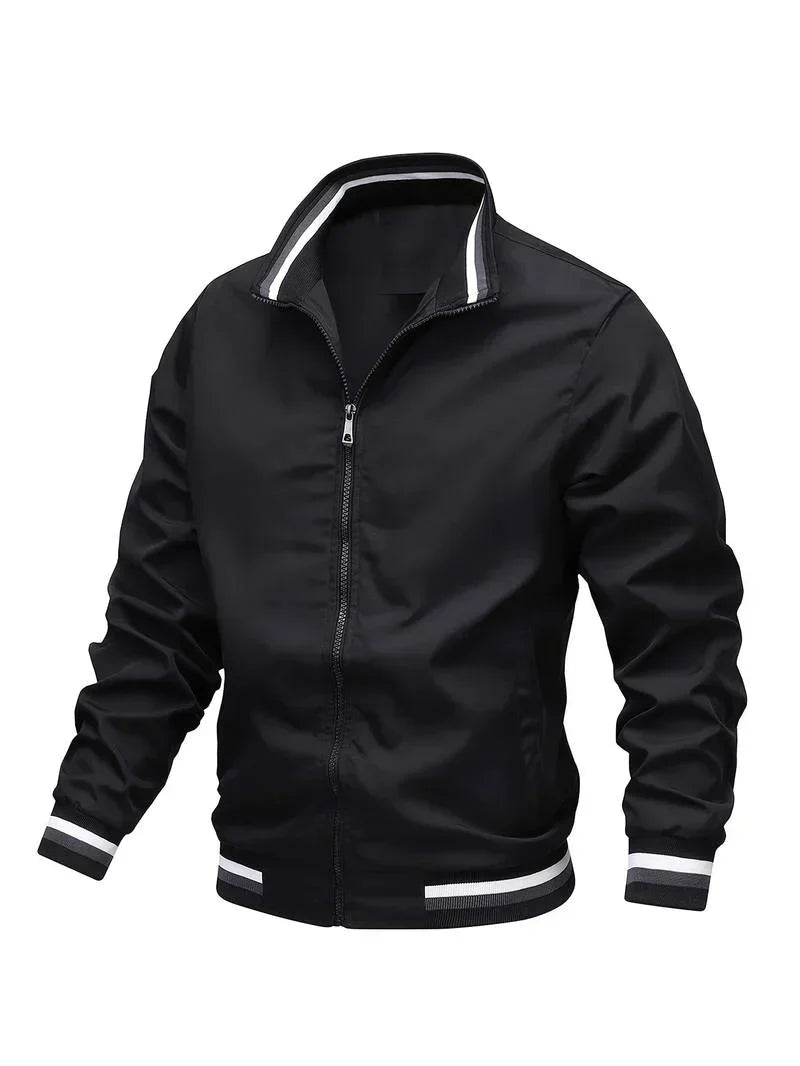 Bomberjacke – Winddichte, leichte Reißverschlussjacke für Herren-Schwarz-S-Chaps Herrenmode