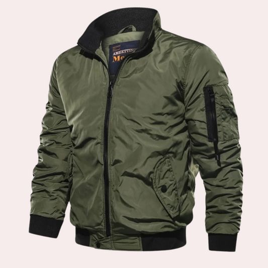 Herren Bomberjacke Winddicht Zip-Up Sommer Schwarz - Eveloria