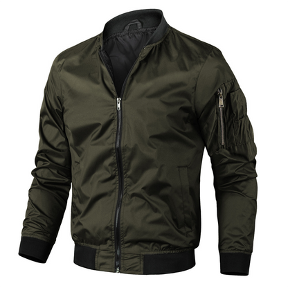Bomberjacke – lässige Vintage-Herbstjacke mit Reißverschluss für Herren-Grün-S-Chaps Herrenmode