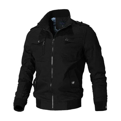 Herren Cargojacke Reißverschluss Bomberjacke Oliv - Eveloria