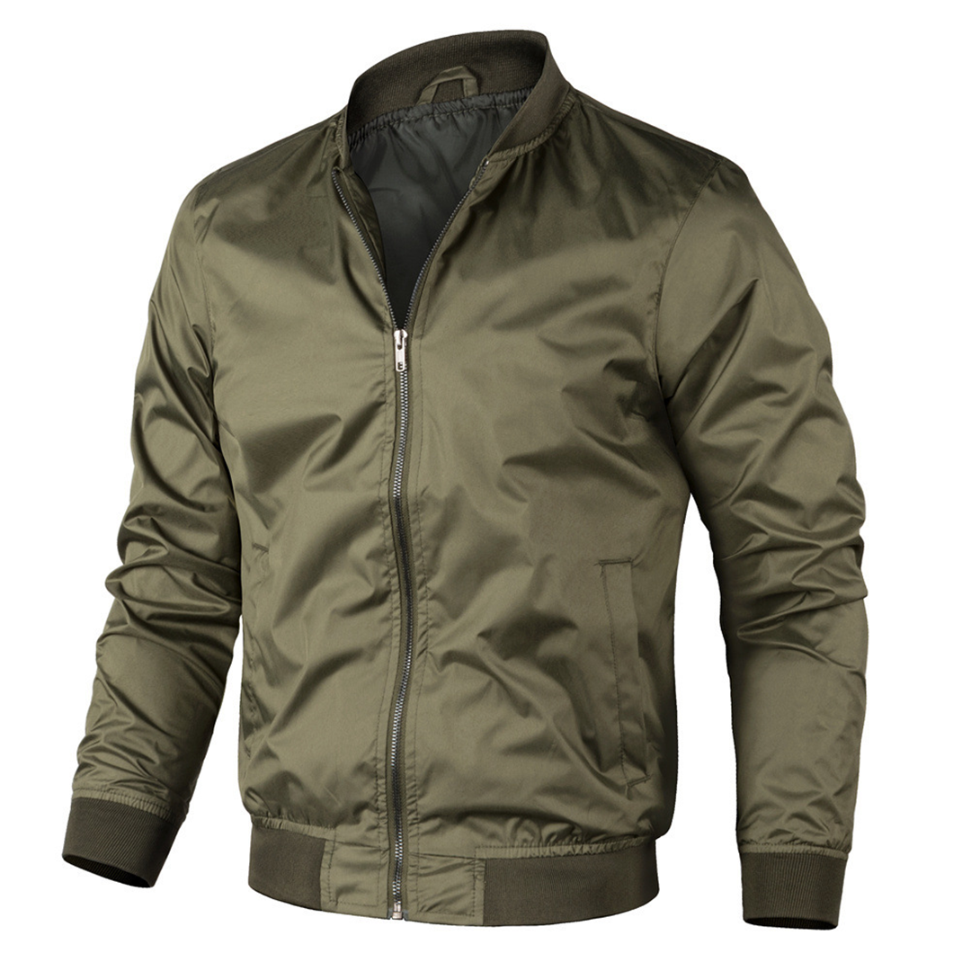 Bomberjacke – mit Reißverschluss – Polyester – Herbstjacke – Herrenjacke-Armeegrün-S-Chaps Herrenmode