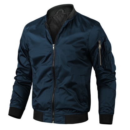 Bomberjacke – mit Reißverschluss – Polyester – Herbstjacke – Herrenjacke-Marineblau-S-Chaps Herrenmode