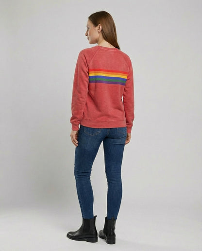 Damen Weicher Regenbogenpullover