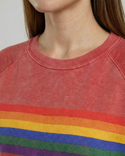 Damen Weicher Regenbogenpullover