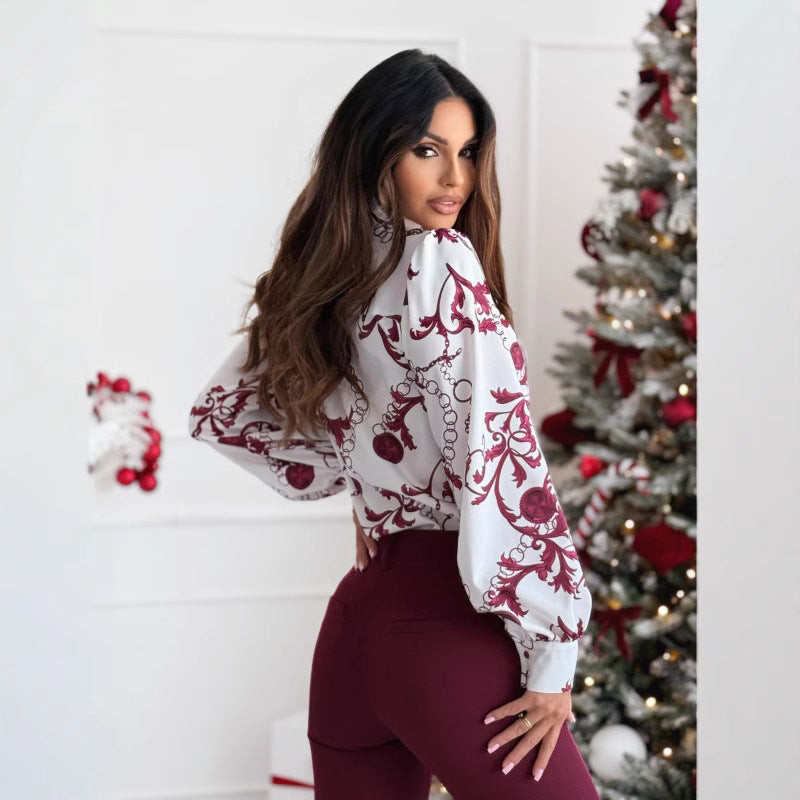 Eveloria Damen Langarmshirt Fliege Kragen Elegantes Oberteil - Eveloria