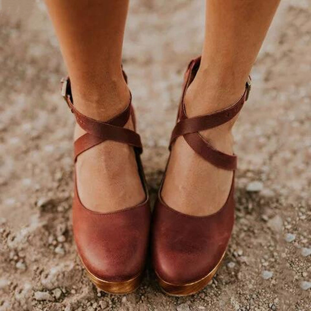 Damen Elegante High Heels Geschlossene Zehen Wedge Schuhe