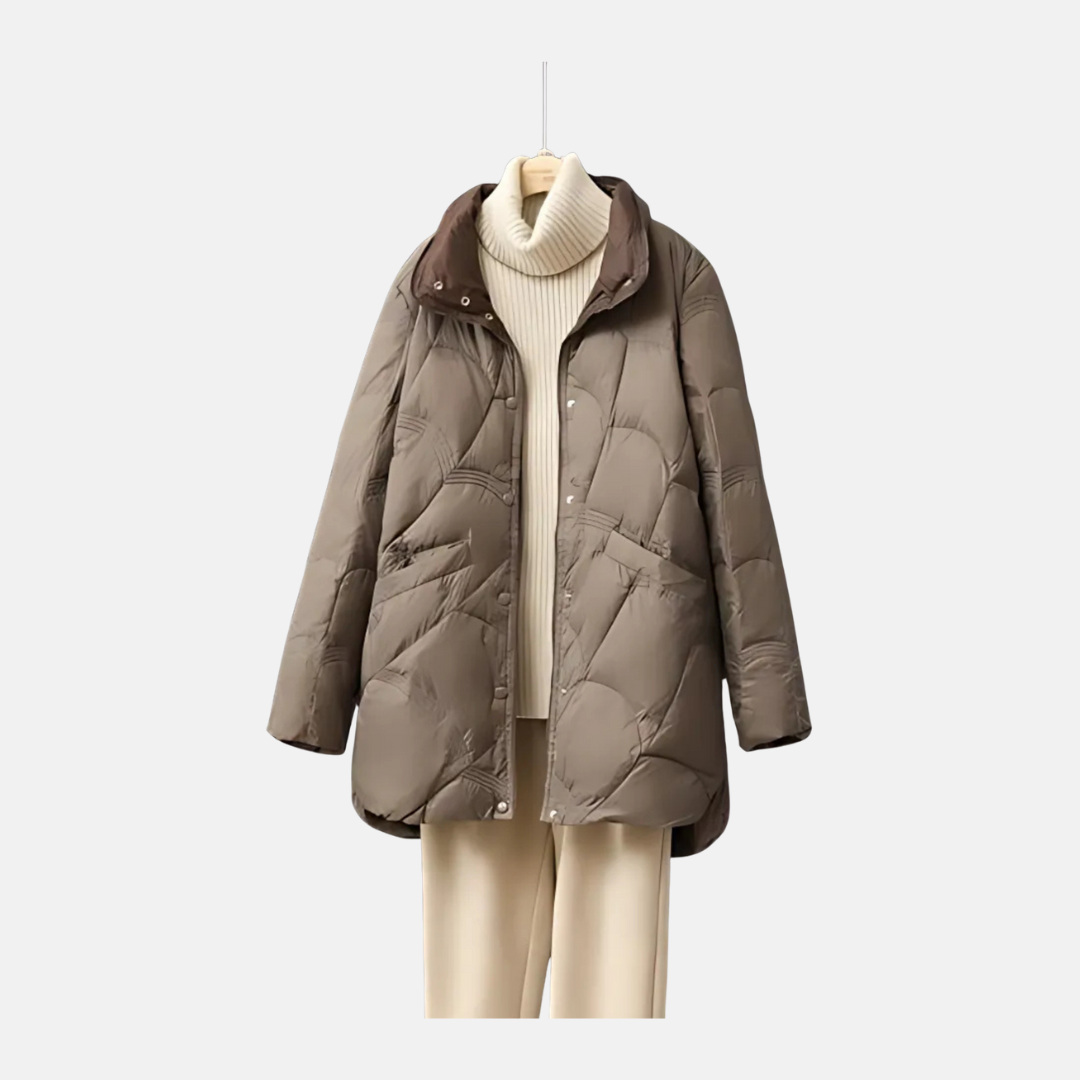 Eveloria Damen Daunenjacke Mittellang Stehkragen